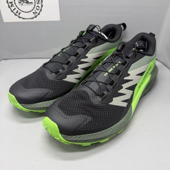 SALOMON SENSE RIDE 5 BLACK GREEN GRECKO  RUNNING SNEAKERS Men Size 12.5 NEW main image 5